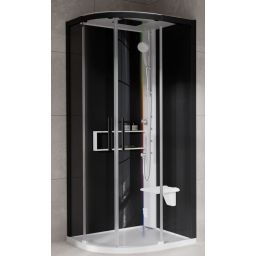 Novellini Glax 2 2.0 R kabina z hydromasażem 100x100 cm półokrągła parowa z brodzikiem biała G22R109M5-1UH