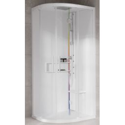 Novellini Glax 2 2.0 R kabina z hydromasażem 100x100 cm półokrągła parowa z brodzikiem total biała G22R109M5-1UU