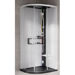 Novellini Glax 2 2.0 R kabina z hydromasażem 100x100 cm półokrągła parowa z brodzikiem czarna G22R109T5-1HU