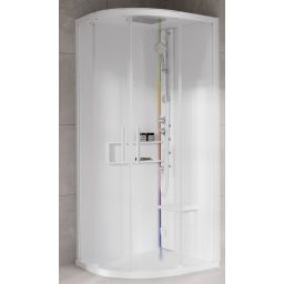 Novellini Glax 2 2.0 R kabina z hydromasażem 100x100 cm półokrągła parowa z brodzikiem total biała G22R109T5-1UU