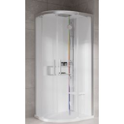 Novellini Glax 2 2.0 R kabina z hydromasażem 90x90 cm półokrągła parowa z brodzikiem srebrna G22R90M5-1BB