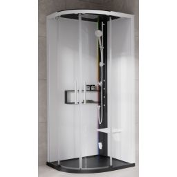 Novellini Glax 2 2.0 R kabina z hydromasażem 90x90 cm półokrągła parowa z brodzikiem czarna G22R90M5-1HU