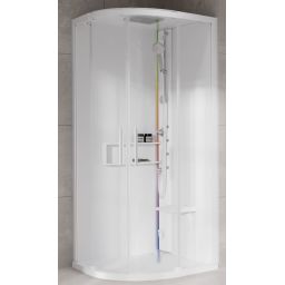 Novellini Glax 2 2.0 R kabina z hydromasażem 90x90 cm półokrągła parowa z brodzikiem total biała G22R90M5-1UU