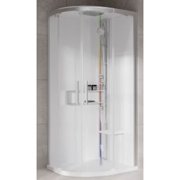 Novellini Glax 2 2.0 R kabina z hydromasażem 90x90 cm półokrągła parowa z brodzikiem srebrna G22R90T5-1BB