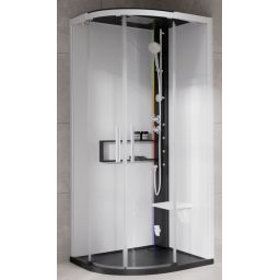 Novellini Glax 2 2.0 R kabina z hydromasażem 90x90 cm półokrągła parowa z brodzikiem czarna G22R90T5-1HU