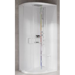 Novellini Glax 2 2.0 R kabina z hydromasażem 90x90 cm półokrągła parowa z brodzikiem total biała G22R90T5-1UU