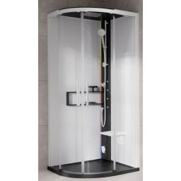 Novellini Glax 2 2.0 R kabina z hydromasażem 90x90 cm półokrągła parowa z brodzikiem czarna G22R99M5-1HU