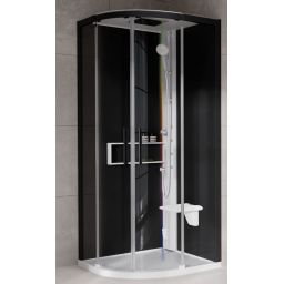 Novellini Glax 2 2.0 R kabina z hydromasażem 90x90 cm półokrągła parowa z brodzikiem biała G22R99M5-1UH