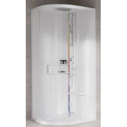 Novellini Glax 2 2.0 R kabina z hydromasażem 90x90 cm półokrągła parowa z brodzikiem total biała G22R99M5-1UU