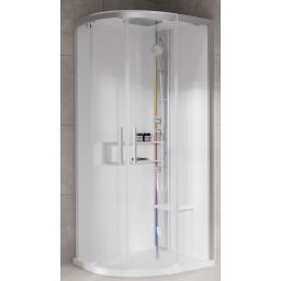 Novellini Glax 2 2.0 R kabina z hydromasażem 90x90 cm półokrągła parowa z brodzikiem srebrna G22R99T5-1BB