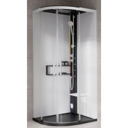 Novellini Glax 2 2.0 R kabina z hydromasażem 90x90 cm półokrągła parowa z brodzikiem czarna G22R99T5-1HU