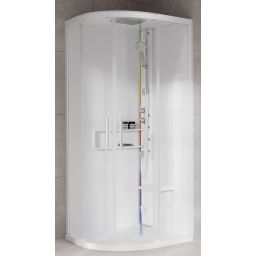 Novellini Glax 2 2.0 R kabina z hydromasażem 90x90 cm półokrągła parowa z brodzikiem total biała G22R99T5-1UU