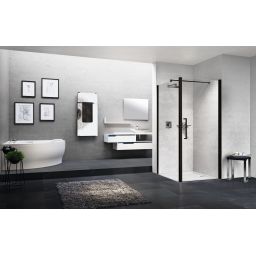 Novellini Young 2.0 F1B ścianka prysznicowa 69 cm boczna czarna/szkło przezroczyste Y2F1B69-1H