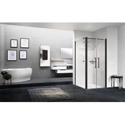 Novellini Young 2.0 F2B ścianka prysznicowa 57 cm boczna czarna/szkło przezroczyste Y2F2B57-1H