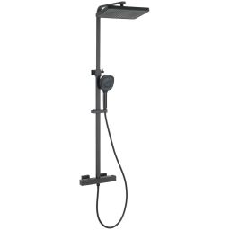 Wenko Premium zestaw wannowo-prysznicowy ścienny z deszczownicą czarny mat 26441100
