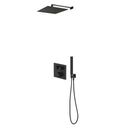 Zestaw Oltens Onega (S) bateria podtynkowa z deszczownicą 22 cm Atran (S) i kompletem prysznicowym Sog czarny mat 36624300