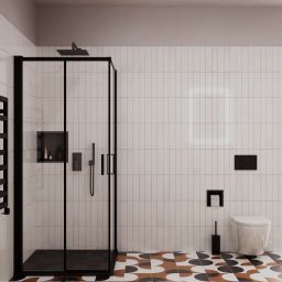 Zestaw Oltens Gota bateria podtynkowa z deszczownicą 30 cm Vindel (S) i kompletem prysznicowym Sog czarny mat 36601300