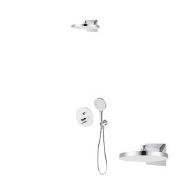 Oltens Hamnes zestaw bateria wannowo-prysznicowa podtynkowa z deszczownicą Regna i słuchawką 3-funkcyjną Luva EasyClick chrom 36026100