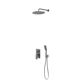 Oltens Hadsel zestaw bateria wannowo-prysznicowa podtynkowa z deszczownicą Vindel i słuchawką 1-funkcyjną Tinde grafit 36042400