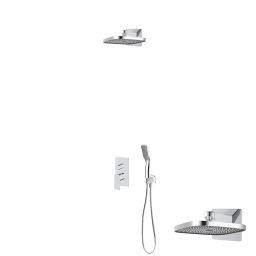 Oltens Hadsel zestaw bateria wannowo-prysznicowa podtynkowa z deszczownicą Vann (S) i słuchawką 1-funkcyjną Tinde chrom 36043100