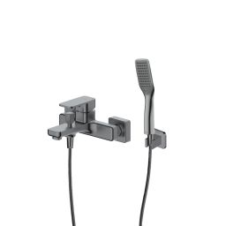 Zestaw Oltens Hadsel bateria wannowo-prysznicowa ścienna z kompletem natryskowym Tinde Hald grafit 36056400