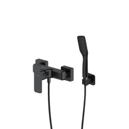 Zestaw Oltens Hadsel bateria prysznicowa ścienna z kompletem natryskowym Tinde Hald czarny mat 36057300