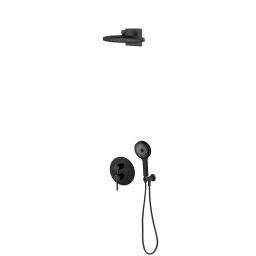 Oltens Rann zestaw bateria wannowo-prysznicowa podtynkowa z deszczownicą Vann i słuchawką 3-funkcyjną Havis EasyClick czarny mat 36071300