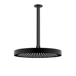 Oltens Regna deszczownica 32x32 cm okrągła z ramieniem sufitowym Aera czarny mat 36083300