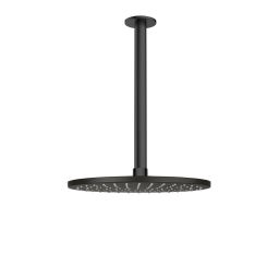 Oltens Atran deszczownica 22x22 cm okrągła z ramieniem sufitowym Aera czarny mat 36084300