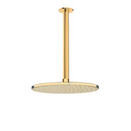 Oltens Atran deszczownica 22 cm okrągła z ramieniem sufitowym Aera złoty połysk 36084800