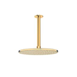 Oltens Atran deszczownica 22 cm okrągła z ramieniem sufitowym Aera złoty połysk 36089800