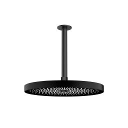 Oltens Vann deszczownica 26x26 cm okrągła z ramieniem sufitowym Aera czarny mat 36091300