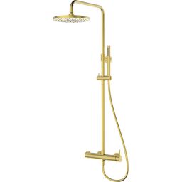 Oltens Molle zestaw prysznicowy ścienny z deszczownicą złoto szczotkowane 36504810