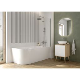 Oltens Sela parawan nawannowy 115 cm 2-częściowy chrom połysk/szkło przezroczyste 23202100