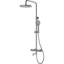Oltens Vatten Numa zestaw wannowo-prysznicowy ścienny z baterią termostatyczną i deszczownicą grafit 36507400