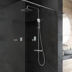 Oltens Atran zestaw prysznicowy ścienny termostatyczny z deszczownicą chrom 36501100