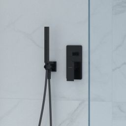 Oltens Hvita (S) przyłącze kątowe z uchwytem kwadratowe czarny mat 39303300