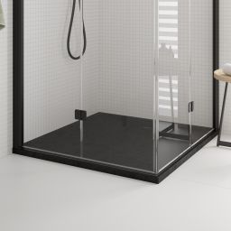 Oltens Bergytan brodzik 90x90 cm kwadratowy RockSurface czarny mat 17101300