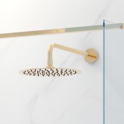 Oltens Vindel Lagan deszczownica 30 cm okrągła z ramieniem ściennym złoty połysk 36012800