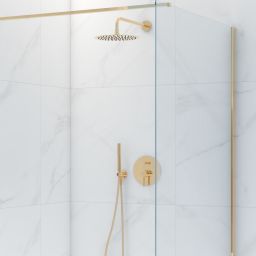 Zestaw Oltens Molle bateria podtynkowa z deszczownicą 30 cm Vindel i kompletem prysznicowym Ume złoty połysk 36600800