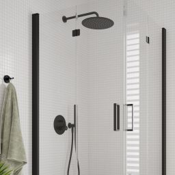 Zestaw Oltens Hamnes bateria podtynkowa z deszczownicą 30 cm Vindel i kompletem prysznicowym Ume czarny mat 36607300
