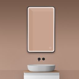 Oltens Nordlis lustro 60x100 cm prostokątne z oświetleniem z przodu z matą grzewczą czarny 64117300