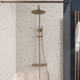 Oltens Molle zestaw prysznicowy ścienny z deszczownicą miedź szczotkowana 36504610