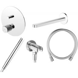 Zestaw Ksuro 02 bateria wannowo-prysznicowa podtynkowa z kompletem natryskowym Oltens i wylewką Ksuro chrom (13006010, 37102100, 37200100, 39304100, 19000010)