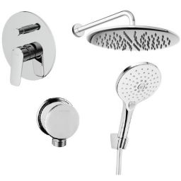 Zestaw Oltens Vernal bateria podtynkowa z deszczownicą 30 cm Sondera i kompletem natryskowym Saxan EasyClick (34104100, 37002100, 39400100, 37100110, 37200100, 37401100, 39302100)