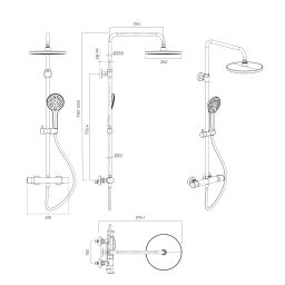 Oltens Vatten zestaw prysznicowy ścienny termostatyczny z deszczownicą złoty połysk 36505800