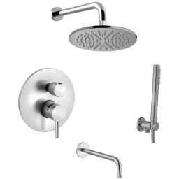 Paffoni Light zestaw wannowo-prysznicowy podtynkowy stal szczotkowana LIG019ZSCW3A.ST