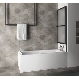 Polysan Olbia parawan nawannowy 71 cm 1-częściowy czarny mat/szkło przezroczyste 30336B