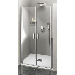 Polysan Zoom Line drzwi prysznicowe 80 cm wnękowe dwuskrzydłowe chrom/szkło przezroczyste ZL1780