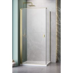 Radaway Nes Brushed Gold KDJ drzwi prysznicowe 80 cm uchylne złoty mat/szkło przezroczyste 10022080-99-01R